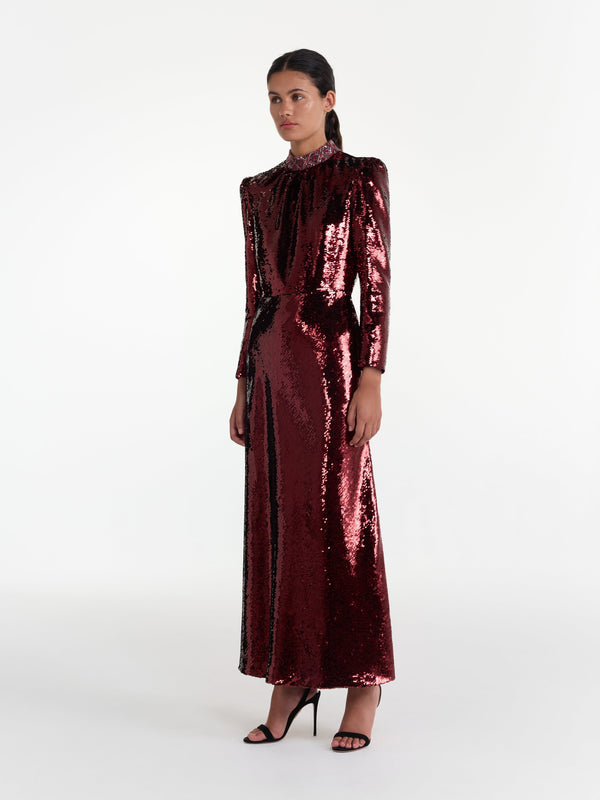Saloni Jena Dress In Deep Garnet