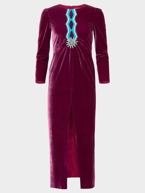 saloni Jinx C Dress in Azalea Teal Embroidery