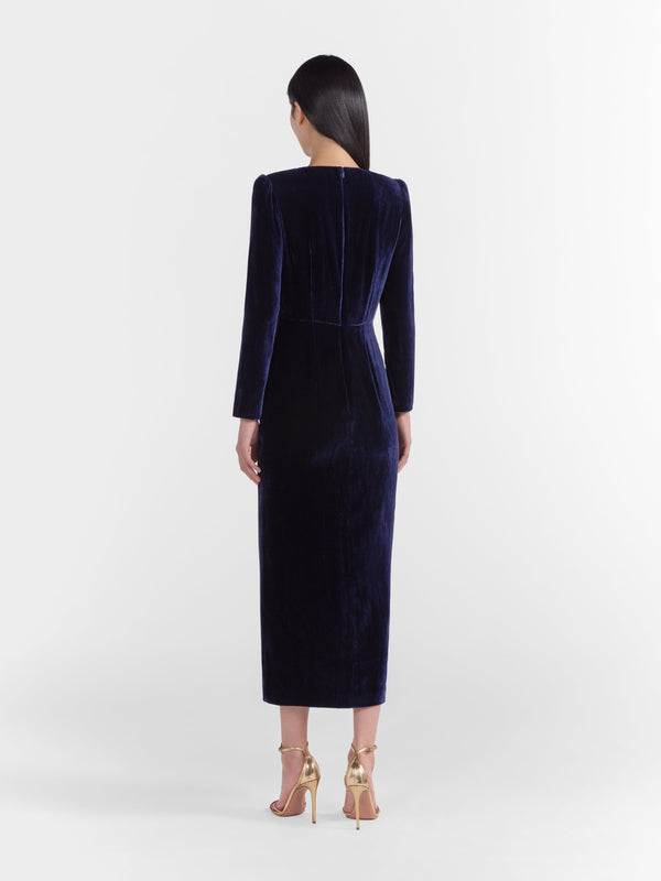 Saloni Jinx C Dress In Dark Navy Sapphire