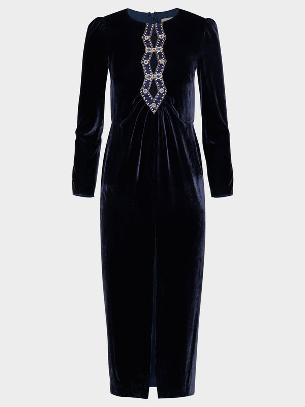 saloni Jinx C Dress in Dark Navy Sapphire