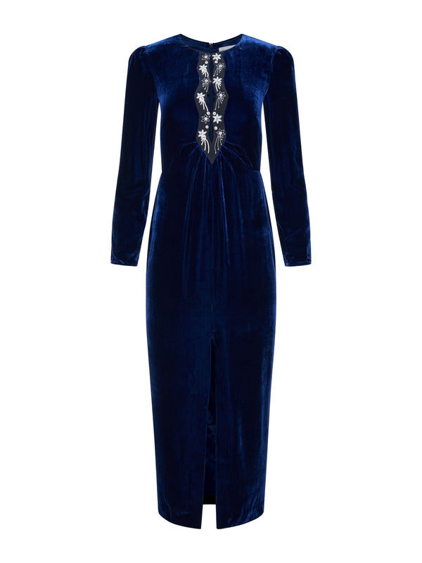 saloni Jinx C Dress in Navy Stars Embroidery