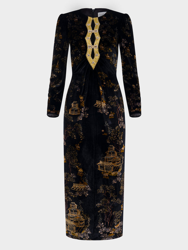 saloni Jinx C Dress Noir Pagoda