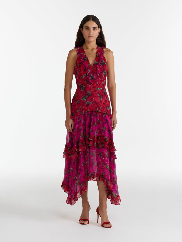 Saloni Jolie B Dress In Magenta Rosebud