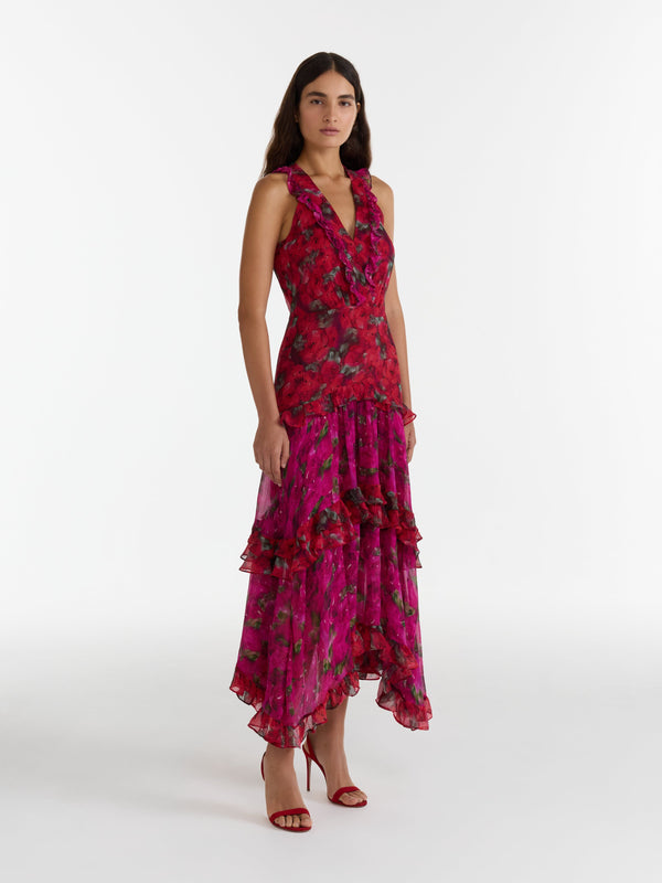 Saloni Jolie B Dress In Magenta Rosebud