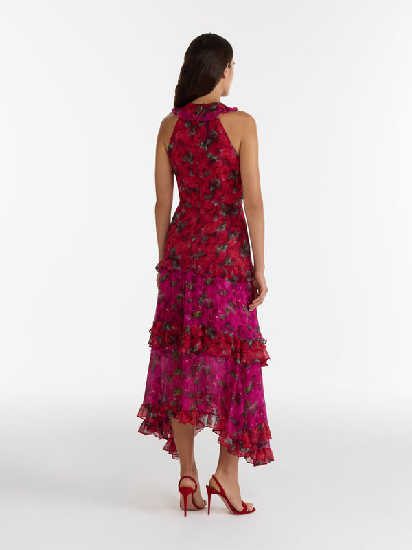 Saloni Jolie B Dress In Magenta Rosebud