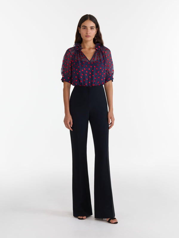 Saloni Josie Top In Navy Bright Rouge