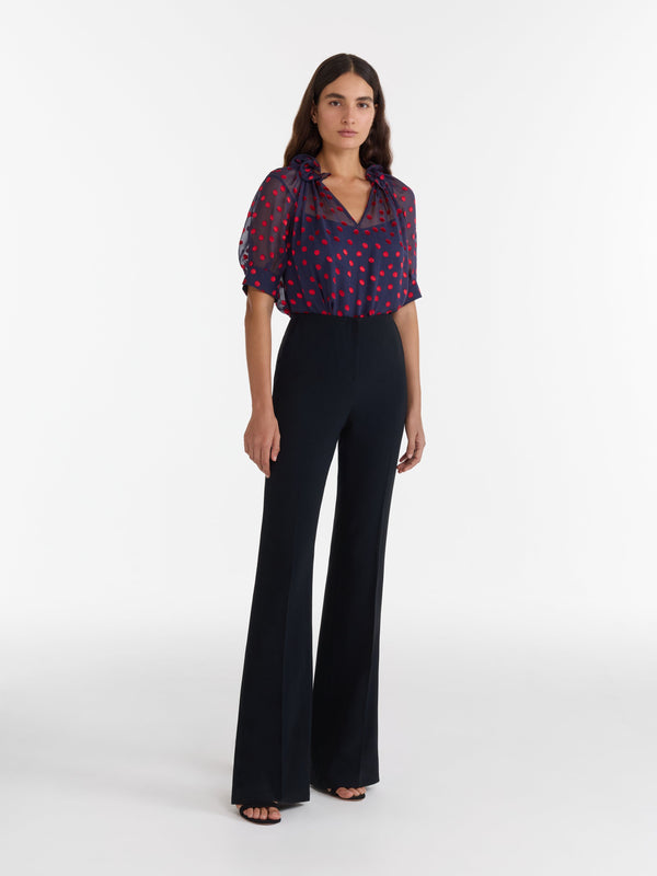 Saloni Josie Top In Navy Bright Rouge