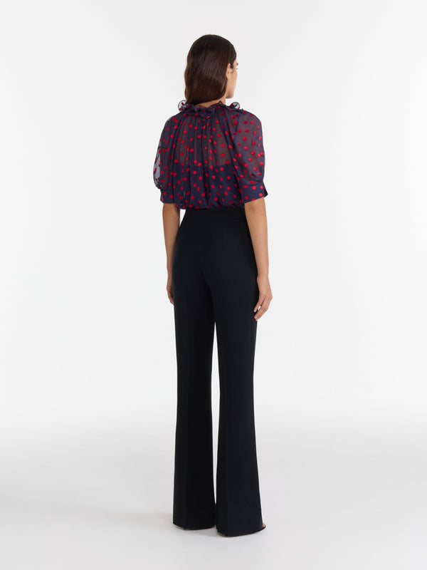 Saloni Josie Top In Navy Bright Rouge