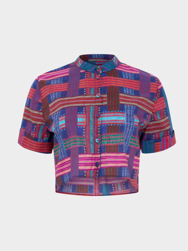 saloni Jude B Shirt in Basketweave Indigo