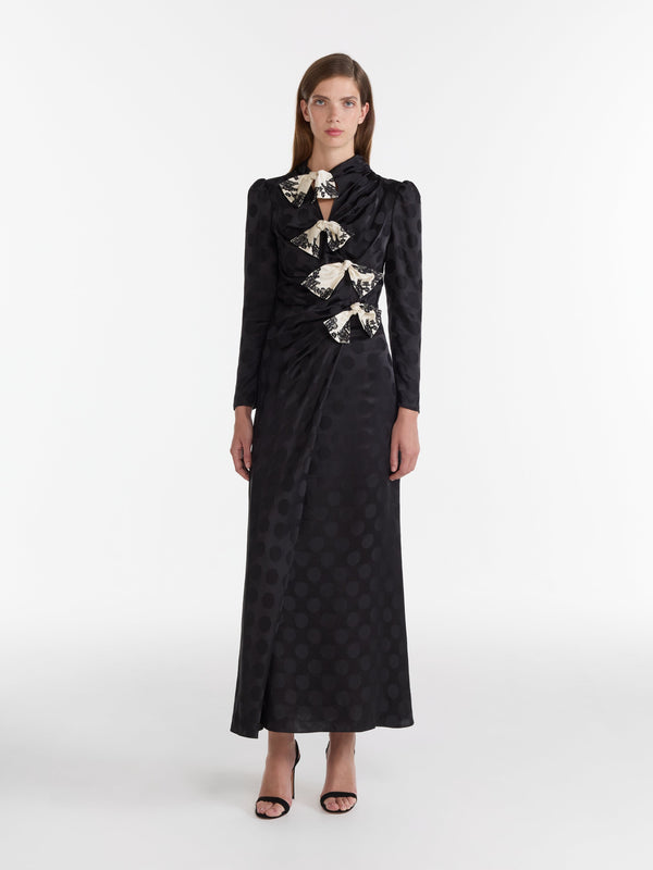 Saloni Kelly B Dress In Black Cascade Lace