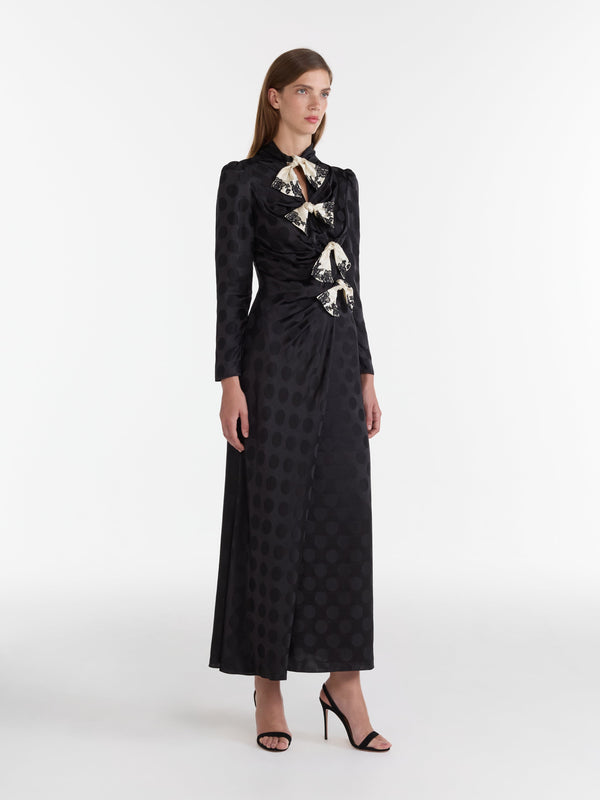 Saloni Kelly B Dress In Black Cascade Lace
