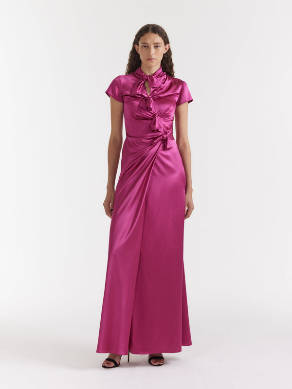 Saloni Kelly Long Dress In Pink Flambé