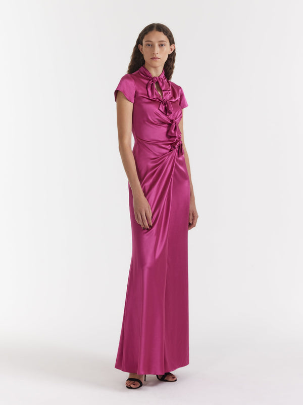 Saloni Kelly Long Dress In Pink Flambé