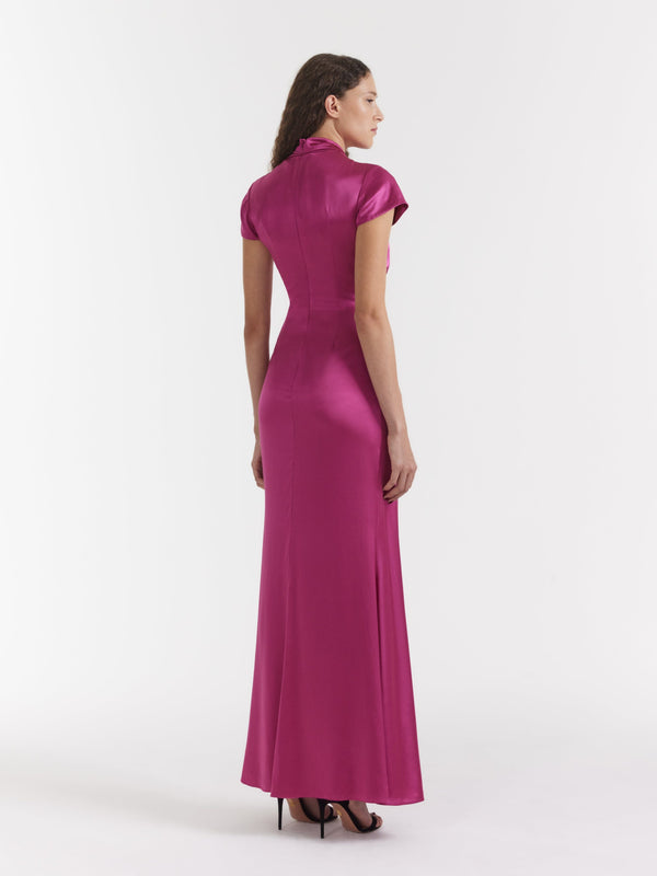 Saloni Kelly Long Dress In Pink Flambé