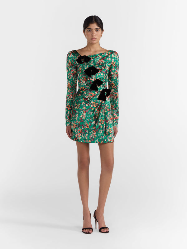 Saloni Kelly Mini B Dress Emerald Ophidian