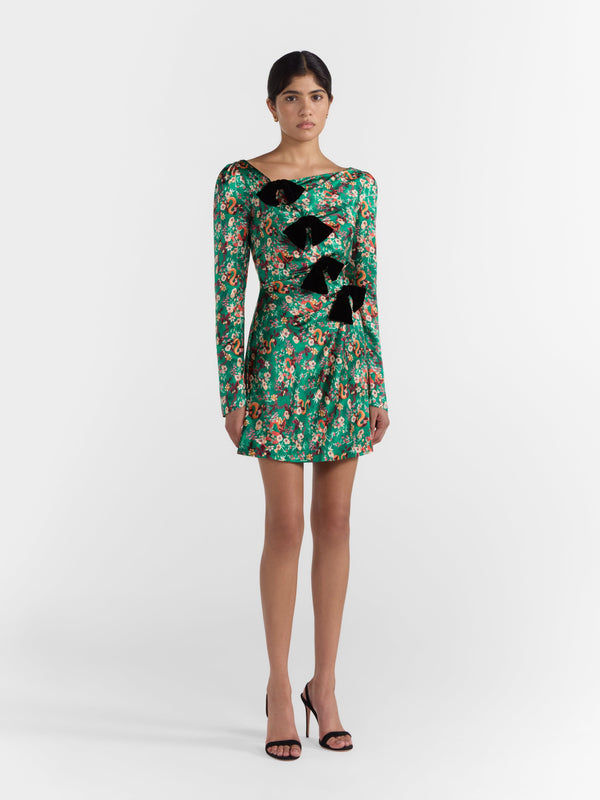 Saloni Kelly Mini B Dress Emerald Ophidian
