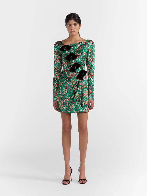 Saloni Kelly Mini B Dress Emerald Ophidian