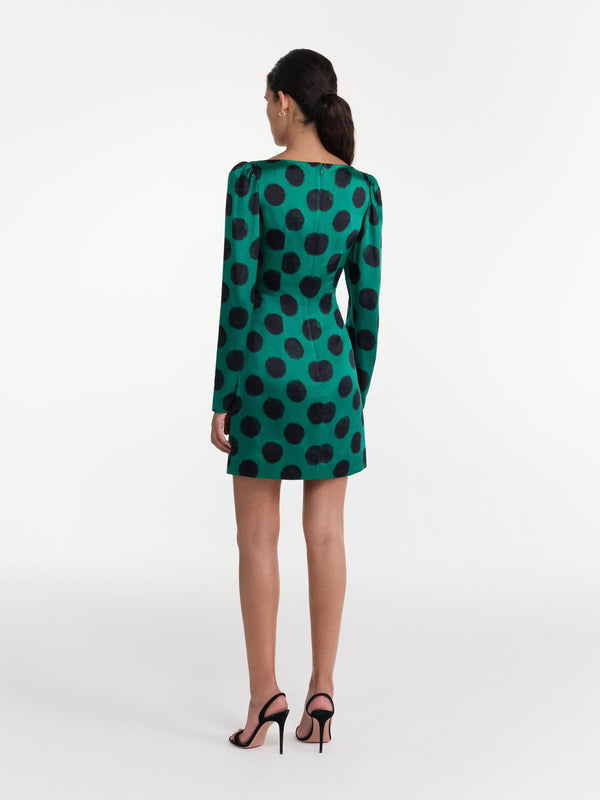 Saloni Kelly Mini B Dress In Emerald Giant Polka