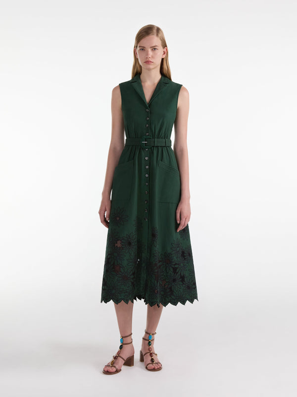 Saloni Kirat Dress In Pine Green Embroidery