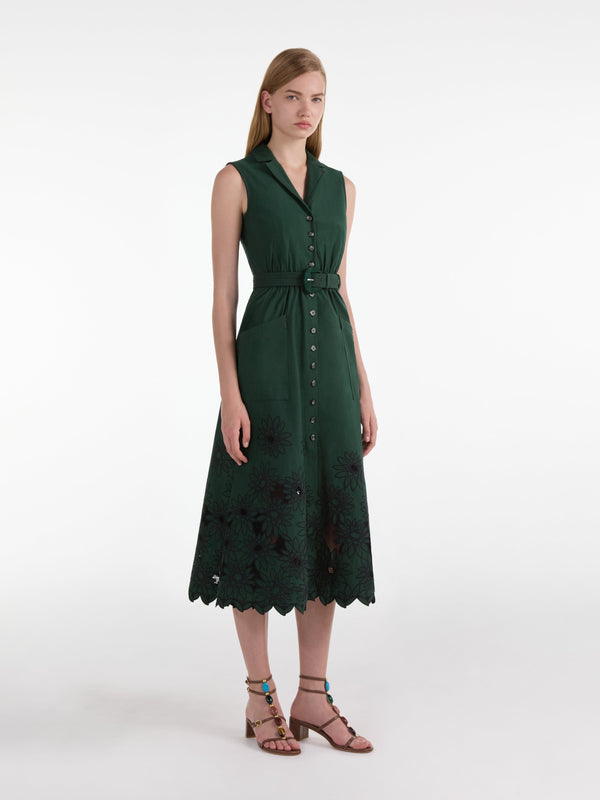 Saloni Kirat Dress In Pine Green Embroidery