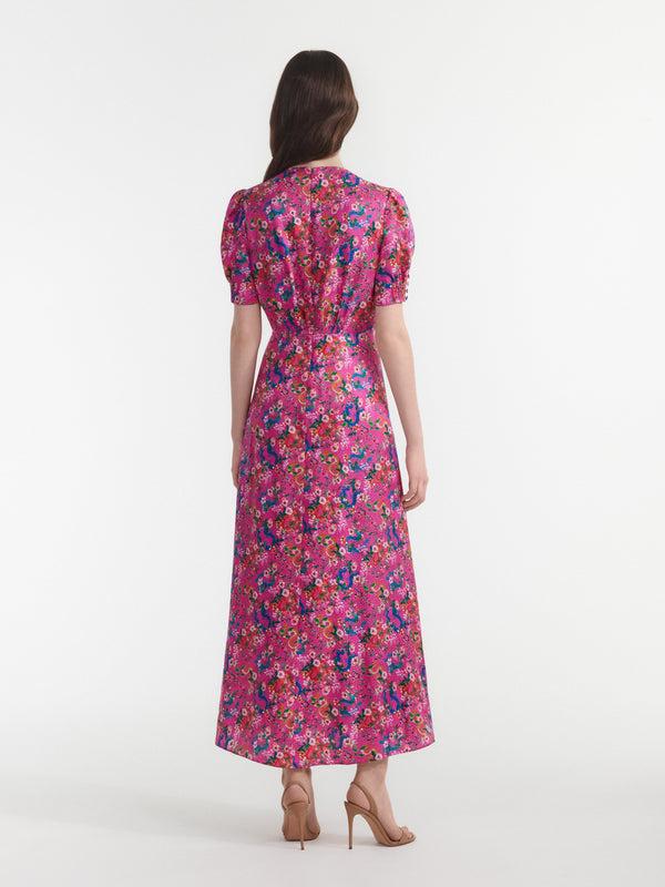 Saloni Lea Long Dress In Blossom Hidden Dragon