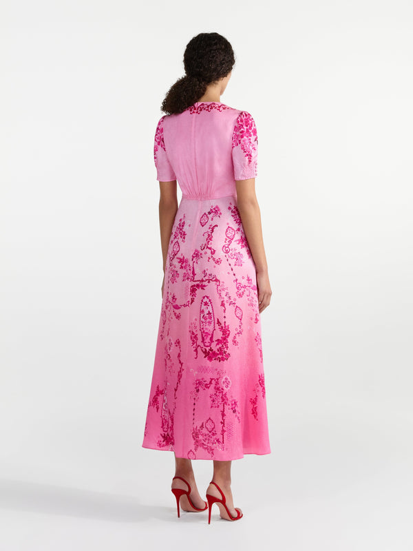 Saloni Lea Long Dress In Floral Serramento