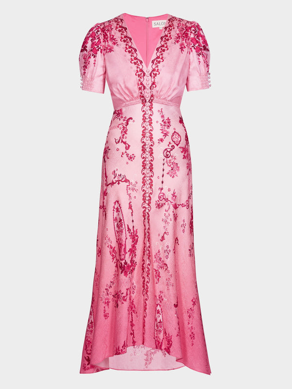 saloni Lea Long Dress in Floral Serramento