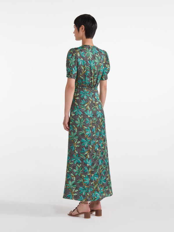 Saloni Lea Long Dress In Pelta Polka
