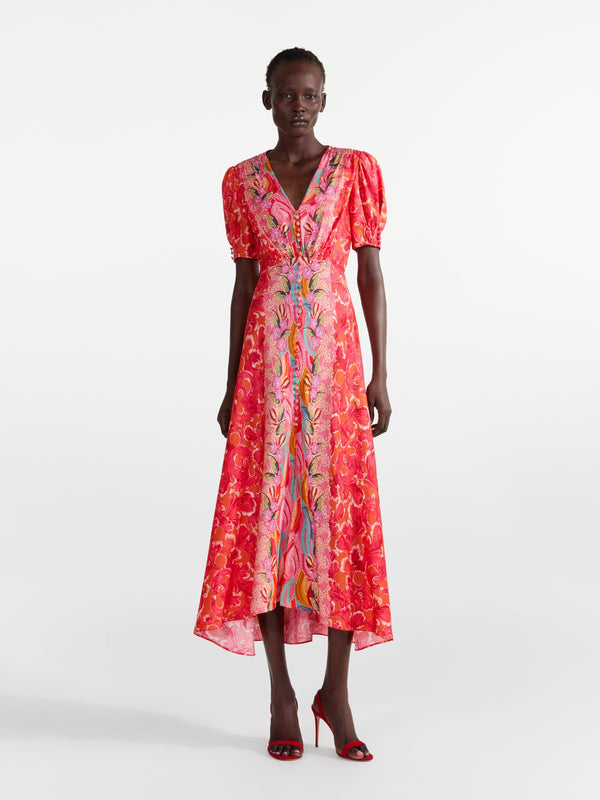 Saloni Lea Long Dress In Traceri Mosaic