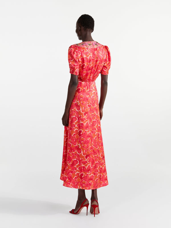Saloni Lea Long Dress In Traceri Mosaic