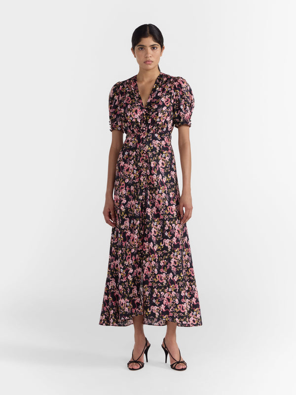 Saloni Lea Long Dress Noir Hidden Ophidian