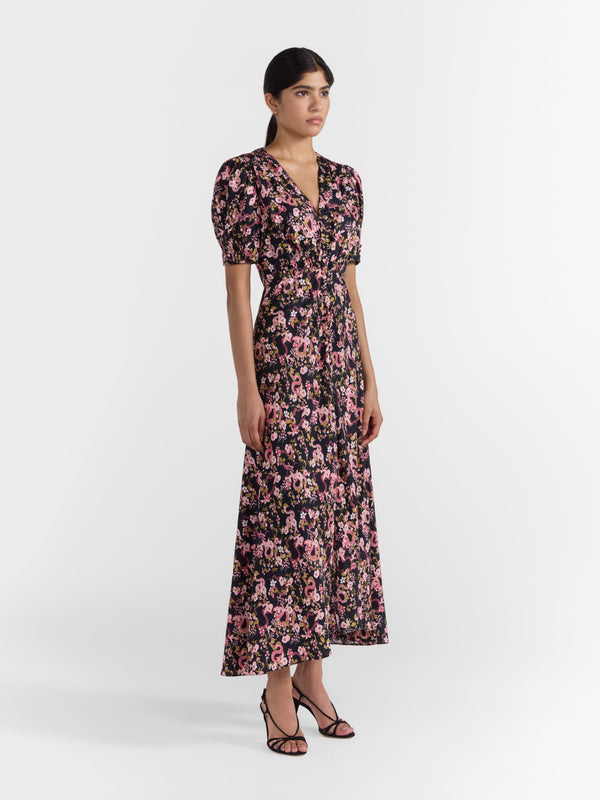 Saloni Lea Long Dress Noir Hidden Ophidian