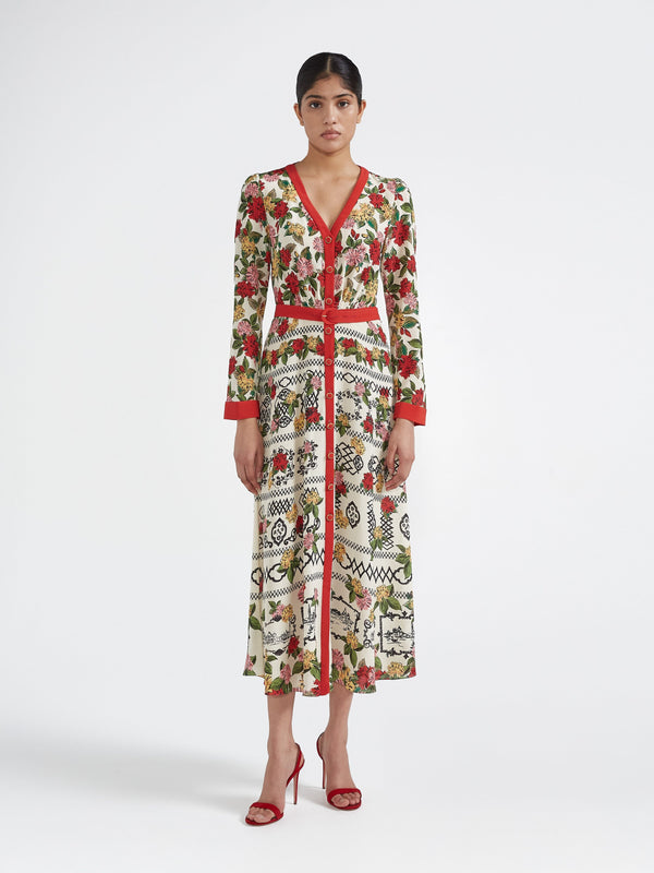 Saloni Lea Shirt Dress In Lantana Riviera