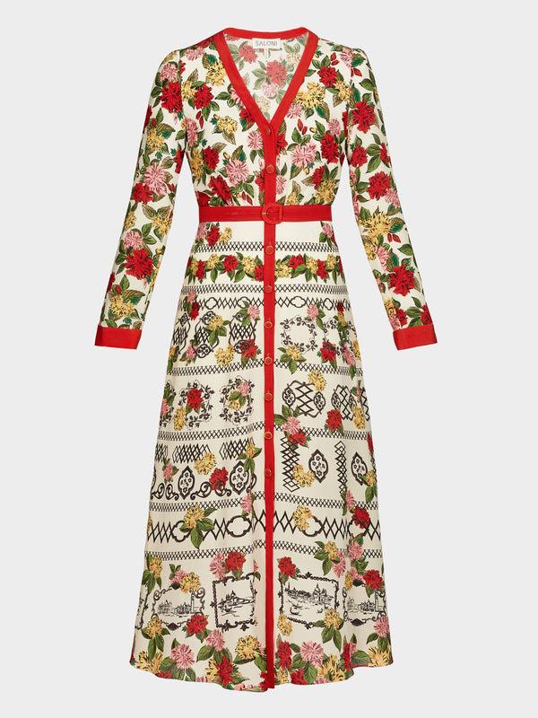 saloni Lea Shirt Dress in Lantana Riviera