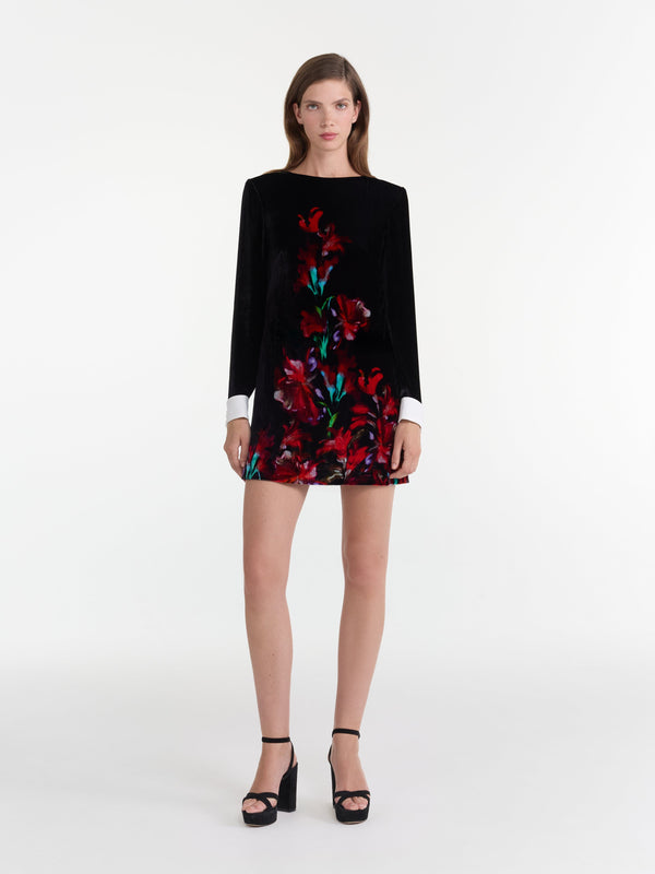 Saloni Lucia Short Dress In Aquarelle Rouge