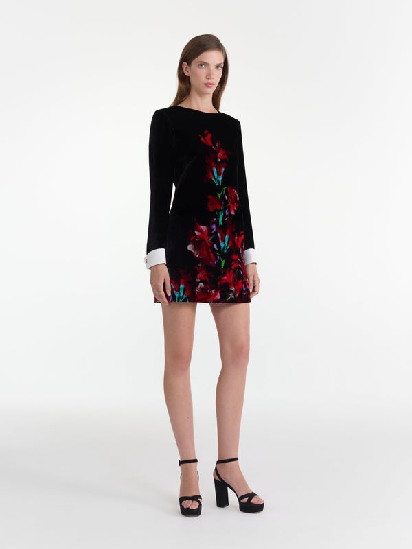 Saloni Lucia Short Dress In Aquarelle Rouge