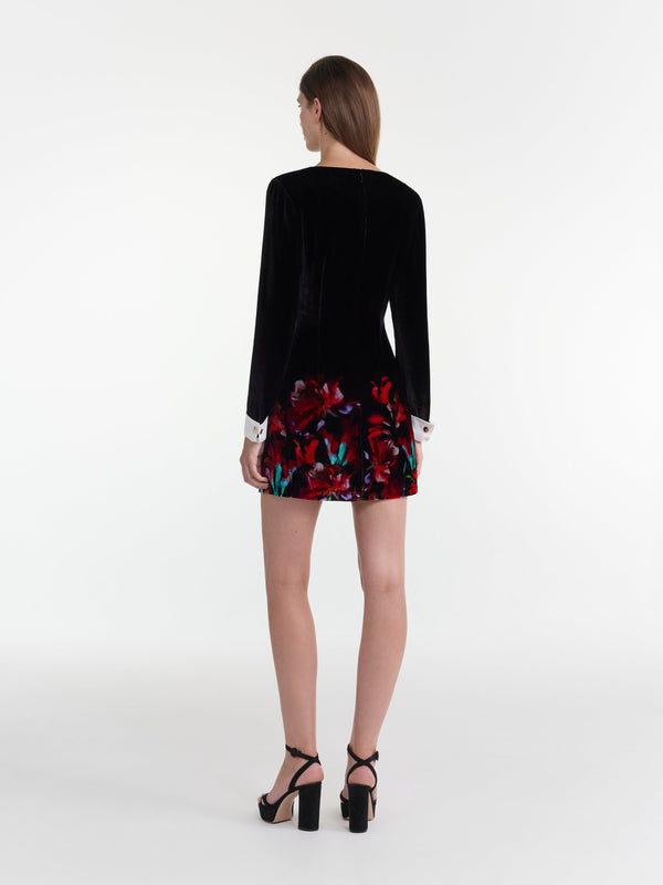 Saloni Lucia Short Dress In Aquarelle Rouge