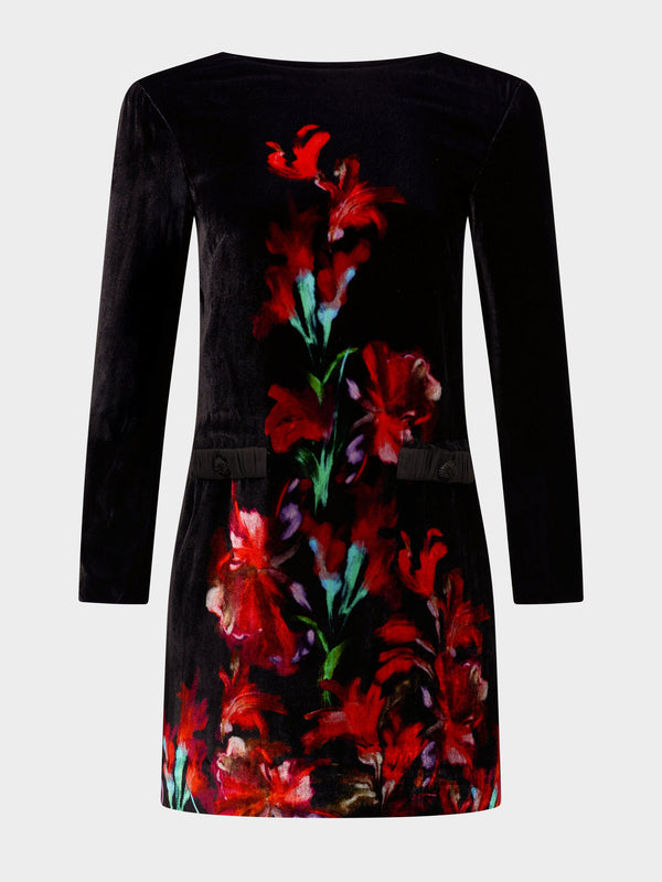 saloni Lucia Short Dress in Aquarelle Rouge