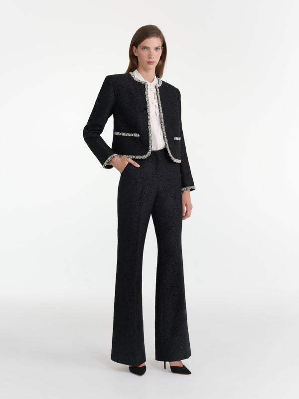 Saloni Luma Jacket In Noir Rose Crystal