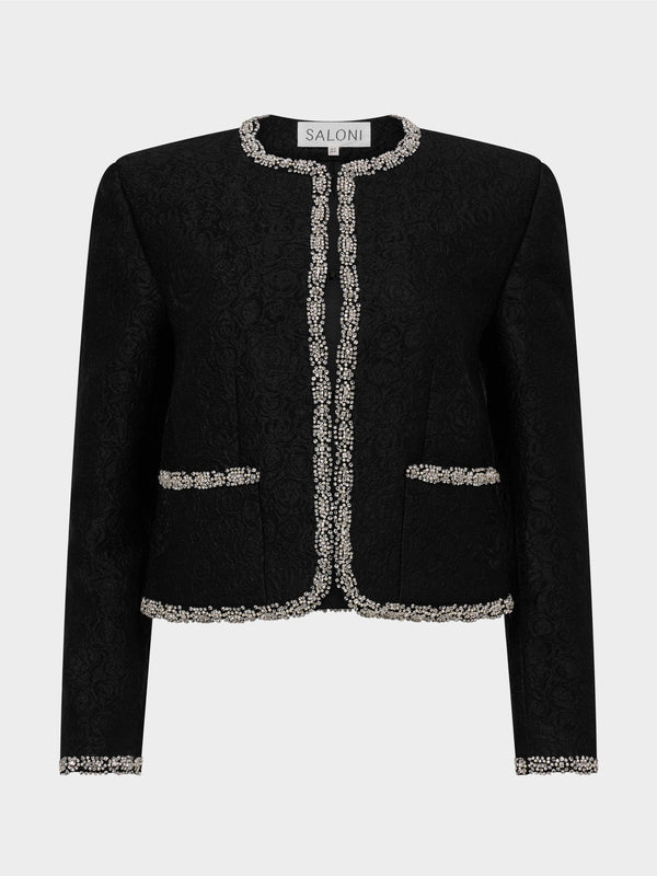 saloni Luma Jacket in Noir Rose Crystal