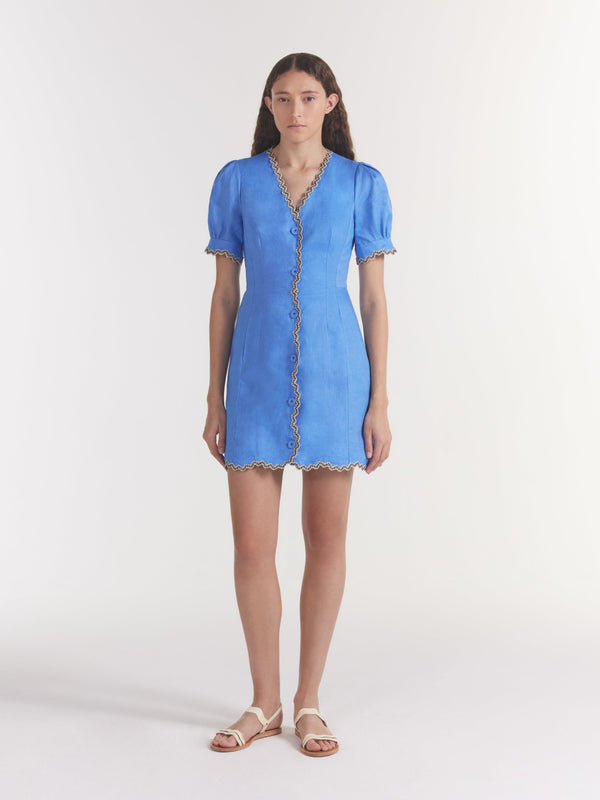 Saloni Marlee Dress In Peri Blue