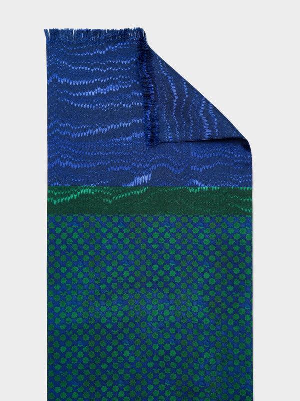 Saloni Men's Silk Scarf In Navy Cactus