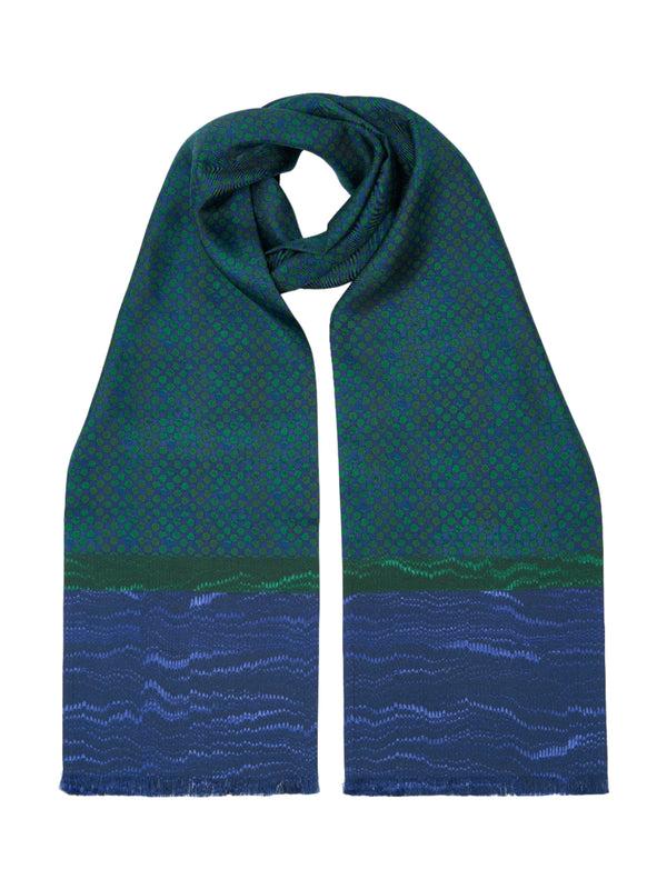 saloni Men's Silk Scarf in Navy Cactus