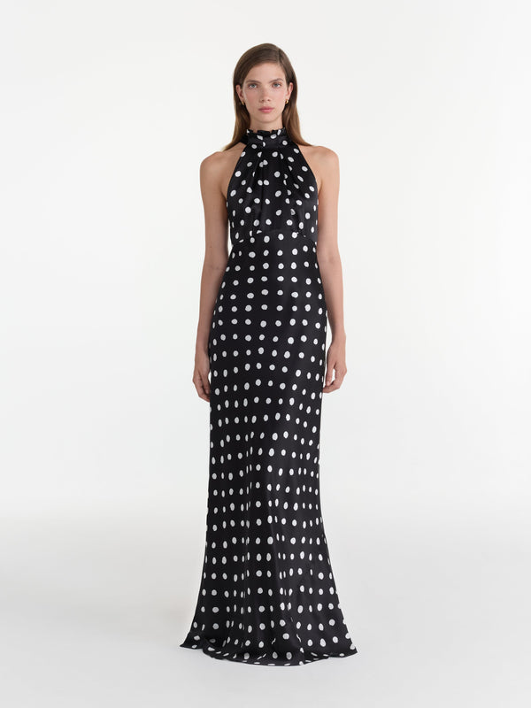 Saloni Michelle Dress In Mono Dot Black