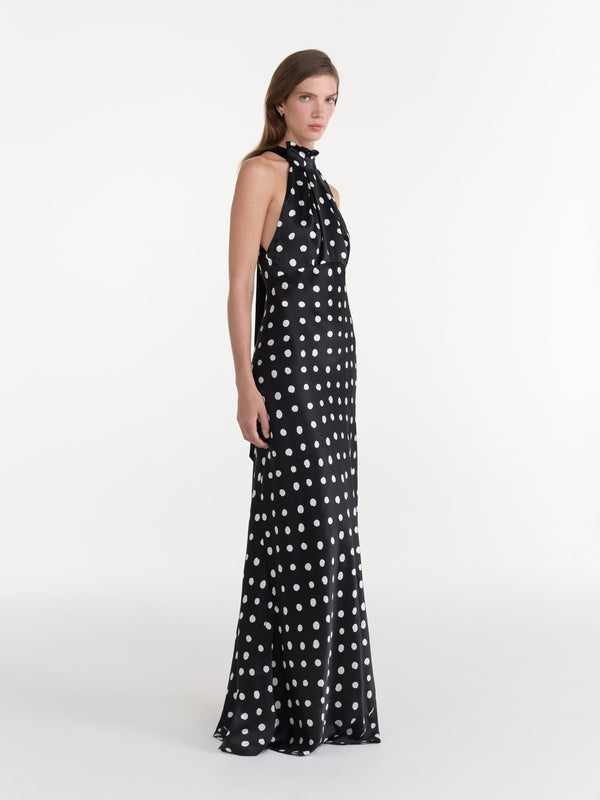 Saloni Michelle Dress In Mono Dot Black