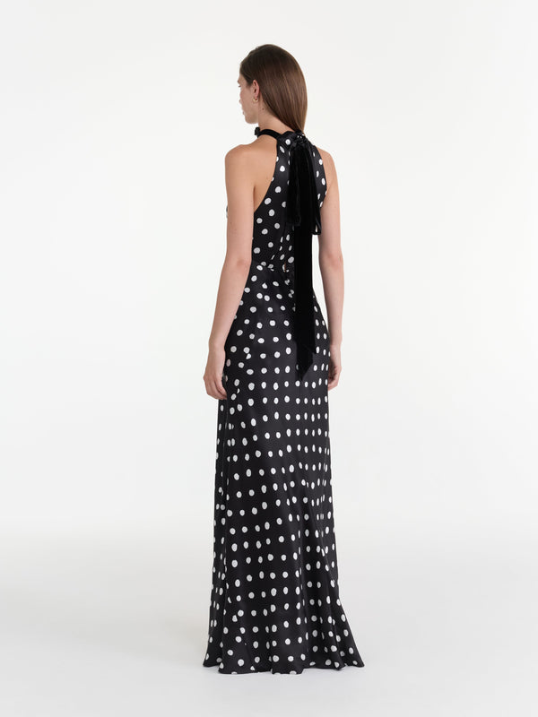 Saloni Michelle Dress In Mono Dot Black
