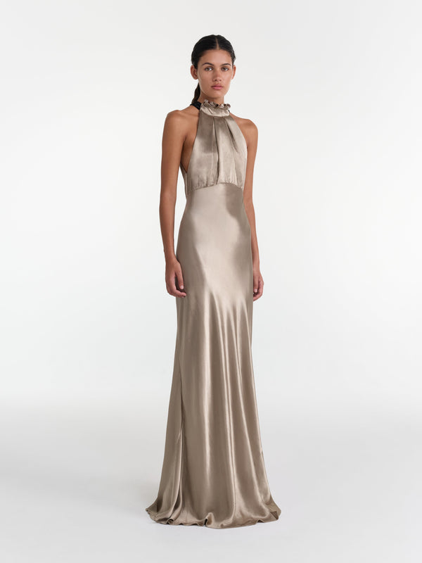 Saloni Michelle Dress In Palladium Gold