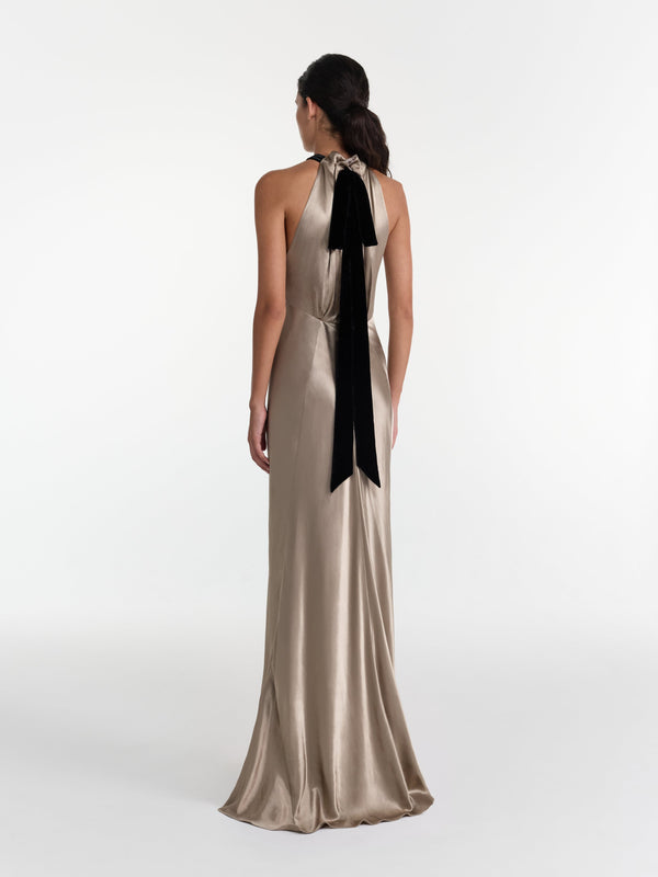 Saloni Michelle Dress In Palladium Gold