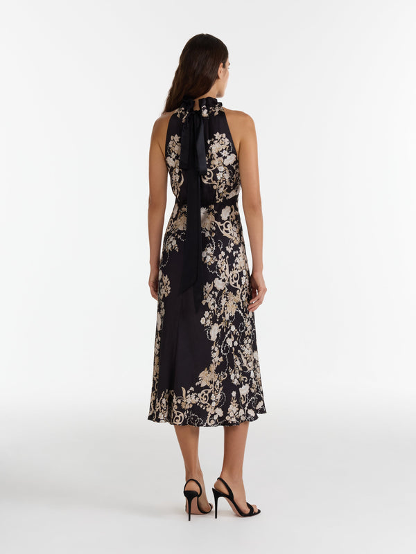 Saloni Michelle Midi C Dress In Nerine Noir