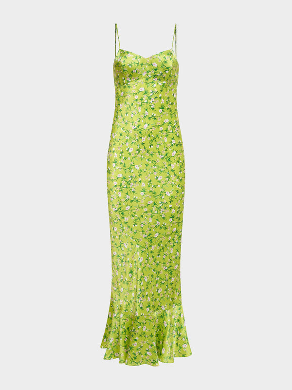 saloni Mimi B Dress in Lime Springflowers
